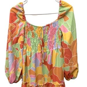 Pink Ripple Floral Tiered Dress